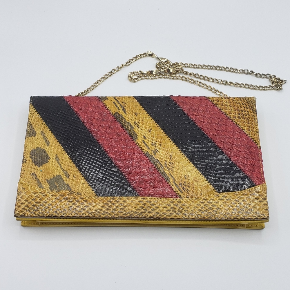 VTG Authentic Retro Gaitan Multicolor Python Leather Purse